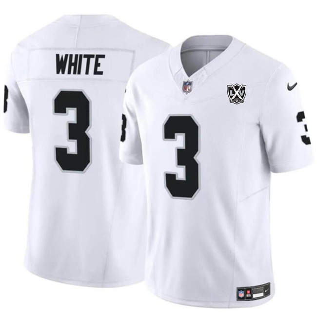 Men's Las Vegas Raiders #3 Zamir White 2024 F.U.S.E 65th Anniversary Patch Vapor Stitched Football Jersey